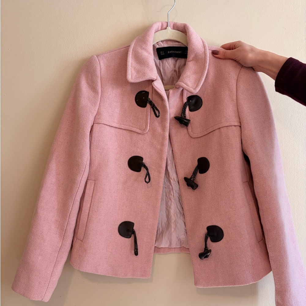Zara Pink Wool Jacket with Toggle Buttons